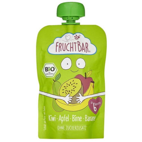 Fruchtbar Organic Puree with Kiwi Apple Pear and Banana for Children 6+ Months 3.53 oz (100 g) - 3849