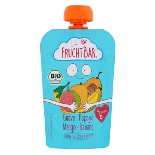 Fruchtbar Organic Guava Papaya Mango Banana Puree for Children 6+ Months 3.53 oz (100 g) - 3430