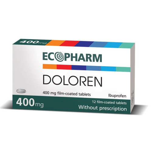 Ecopharm Doloren for Pain and Colds Ibuprofen 400 mg 10 Tablets