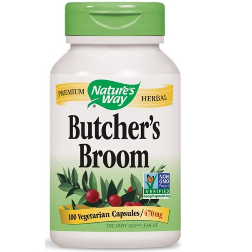 Nature's Way Butcher's Broom Prickly Leaf for Combating Hemorrhoids and Varicose Veins 470 mg 100 Vcaps
