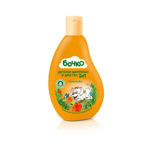 Bochko 2-in-1 Gentle Shampoo + Shower Gel for Children and Babies with Vitamin B3 and Peach 8.45 fl oz (250 ml)