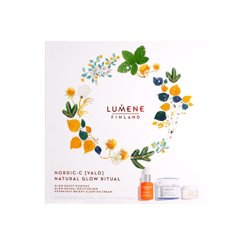 Lumene Valo Promo Set Day + Night Cream with Vitamin C + Hyaluronic Face Serum for Wrinkles