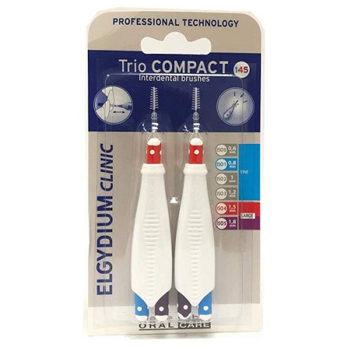 Elgydium Clinic Trio Compact 145 Interdental Toothbrushes for Dental Plaque 0.06" (1.5 mm) 6 pcs