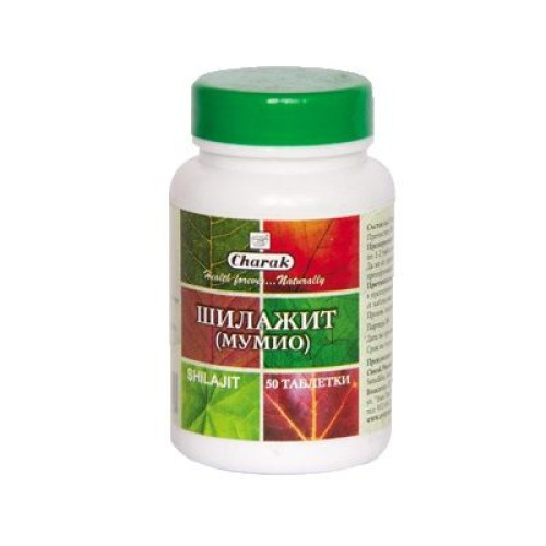 Charak Shilajit for More Energy and Strong Immunity Mumiye 250 mg 50 Tablets