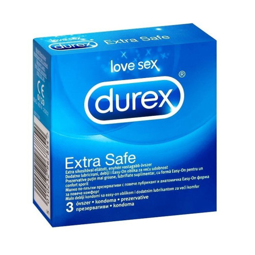 Durex Extra Safe Condoms with High Protection for Sensitive Skin 3 pcs