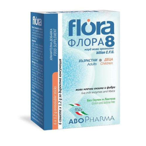 Abopharma Flora 8 for Intestinal Flora Synbiotic for Children and Adults 6 Sachets