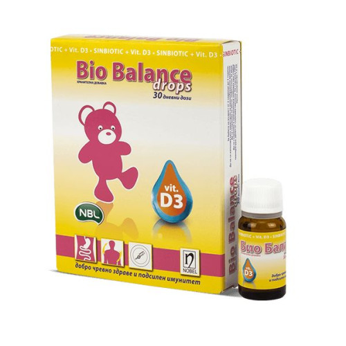 Nobel Bio Balance Drops Synbiotic with Vitamin D3 for Infants and Newborns for High Immunity 0.25 fl oz (7.5 ml)