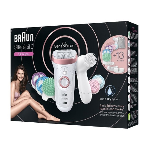 Braun Silk Epil 9/970 Skinspa Epilator + Exfoliating Brushes for Face and Body Hair Removal 1 pc