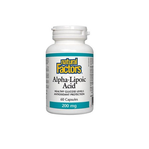 Natural Factors Alpha Lipoic Acid for Obesity and Blood Sugar Regulation 200 mg 60 Capsules
