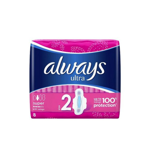 Always Ultra Super Daily Sanitary Pads for Long-Lasting Protection 8 pcs