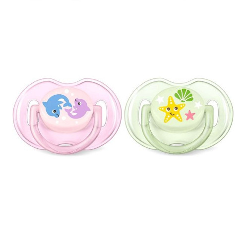 Philips Avent Classic Soft Silicone Pacifier for Girls 0-6 Months 2 pcs