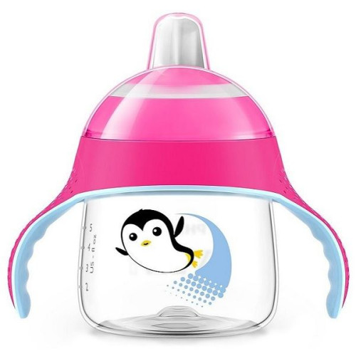 Philips Avent Cup with Soft Spout and Penguin Handles for Girls Pink 6+ Months 6.76 fl oz (200 ml)