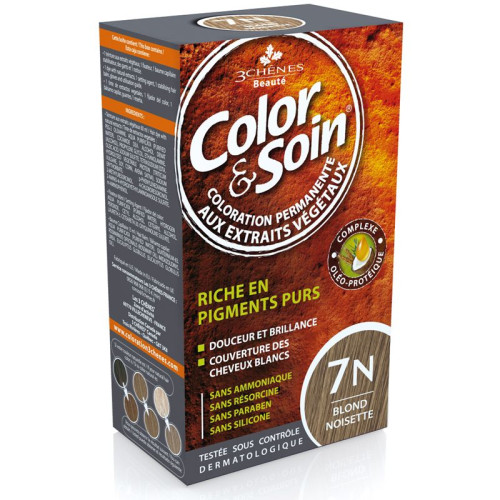 3Chenes Color and Soin Ammonia-Free Hair Dye Color 7N Hazelnut Blonde 4.56 fl oz (135 ml)