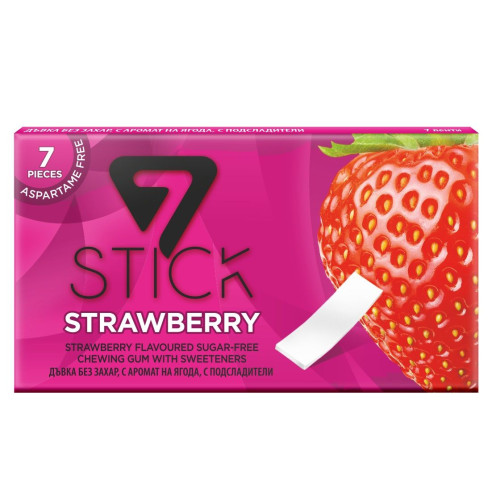 7Stick Strawberry Sugar-Free and Aspartame-Free Chewing Gum Strawberry Flavor 7 Strips