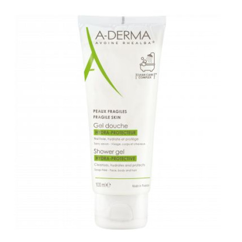 A-Derma Hydrating and Protective Shower Gel for Face Body and Hair for Vulnerable Skin 3.38 fl oz (100 ml)