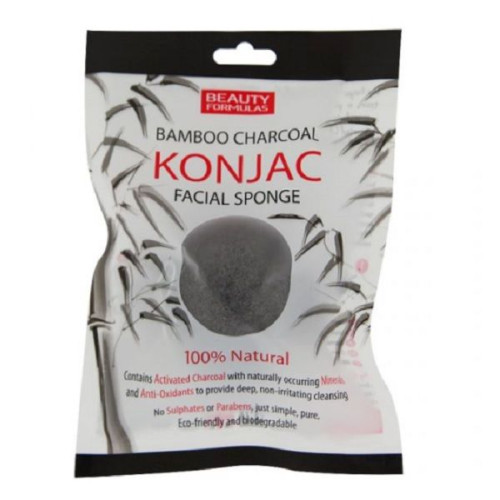 Beauty Formulas Konjac Face Sponge with Active Bamboo Charcoal 1 pc