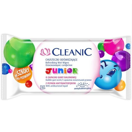 Cleanic Junior Children's Wet Wipes for Hands 15 pcs