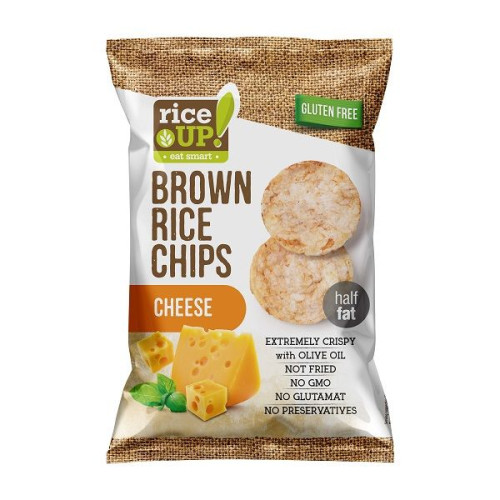 Rice Up Brown Rice Chips Cheese Brown Whole Grain Rice Chips with Cheese Flavor Gluten-Free 2.12 oz (60 g)