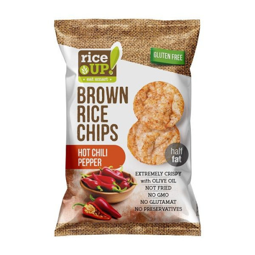 Rice Up Brown Rice Chips Hot Chili Pepper Brown Whole Grain Rice Chips with Hot Peppers Gluten-Free 2.12 oz (60 g)
