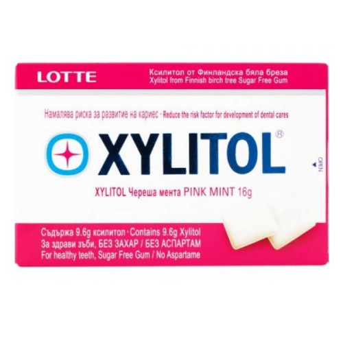 Xylitol Pink Mint Chewing Gum with Xylitol and Cherry and Mint Flavor 12 pcs