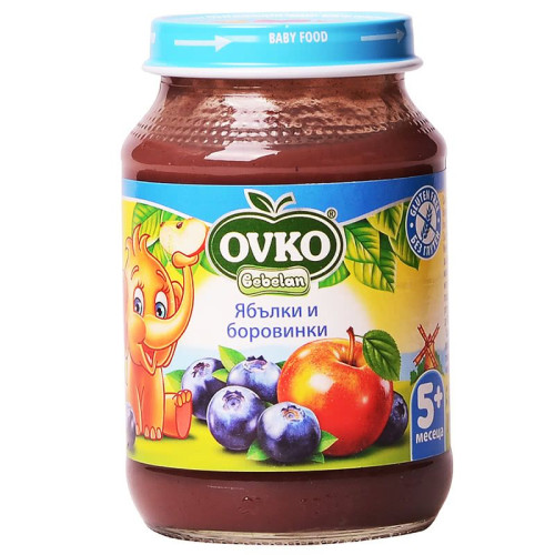 Ovko Apple and Blueberry Fruit Puree for Children 5+ Months 6.7 oz (190 g)