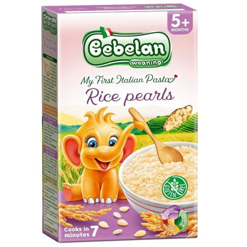 Bebelan My First Italian Pasta Rice Pearls for Children 5+ Months 3 1.76 oz (50 g)