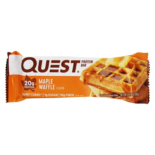 Questbar Protein Bar Maple Waffle Protein Bar with Maple Syrup Waffle Flavor 2.12 oz (60 g)