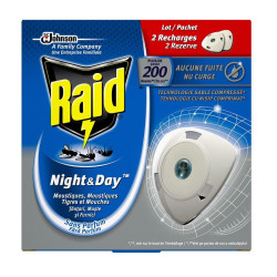 Raid Night and Day Electric Vaporizer Against Flies Mosquitoes and Ants with Double Refill