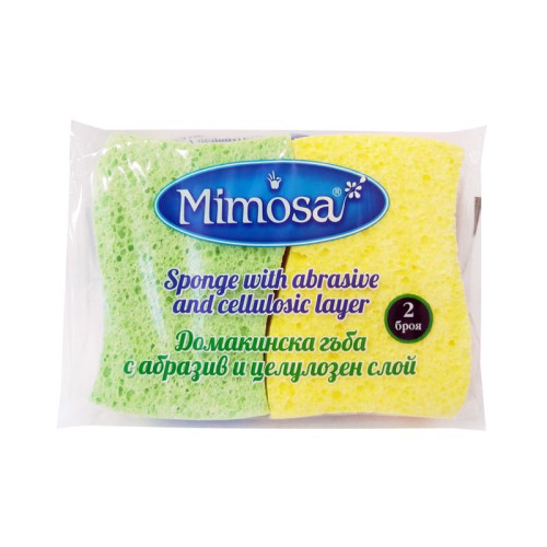 Mimosa Household Sponge with Abrasive and Cellulose 2 pcs