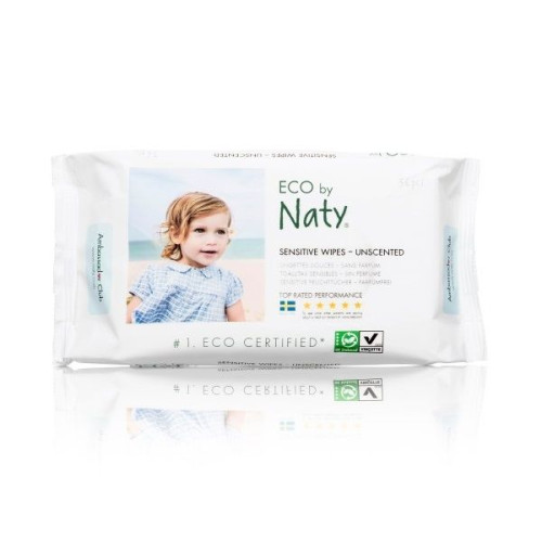 Naty Eco Wet Wipes Sensitive Unscented 56 pcs