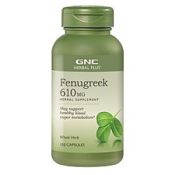 GNC Herbal Plus Fenugreek for Normal Cholesterol and Blood Sugar Levels 610 mg 100 Capsules