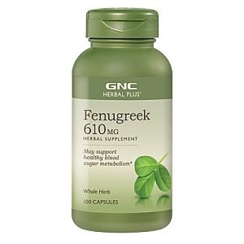 GNC Herbal Plus Fenugreek for Normal Cholesterol and Blood Sugar Levels 610 mg 100 Capsules