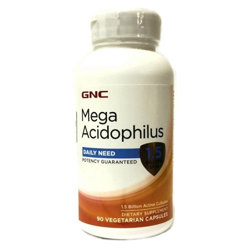 GNC Mega Acidophilus Probiotic 1.5 Billion Live Bacteria 90 Vegetarian Capsules to Support Immunity