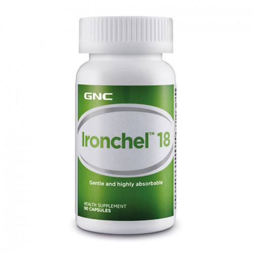 GNC Ironchel 18 Chelated Iron Contributing to Hemoglobin Formation 18 mg 90 Capsules