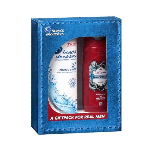 Head & Shoulders Promo Set for Men Classic Clean 2-in-1 Shampoo and Conditioner and Old Spice Wolfthorn Shower Gel