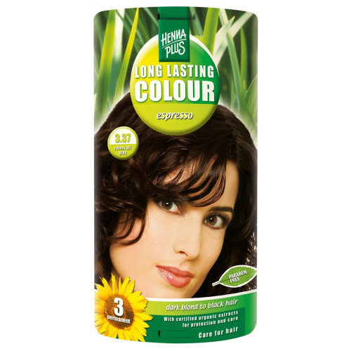 Hennaplus Long Lasting Color Long-Lasting Hair Dye with Organic Extracts Color 3.37 Espresso