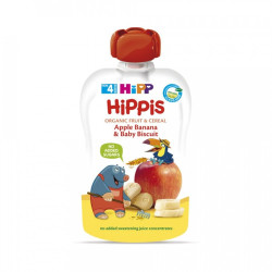 Hipp Organic Happy Fruit Snack with Apple Banana and Biscuits for Children 4+ Months 3.53 oz (100 g)