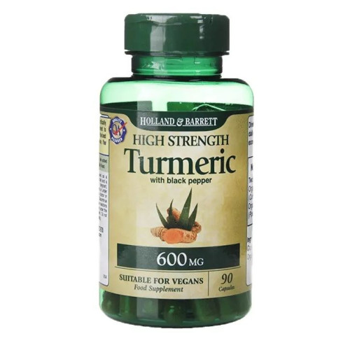 Holland and Barrett Organic Turmeric with Black Pepper for Gas Bloating and Colic 600 mg 90 Capsules