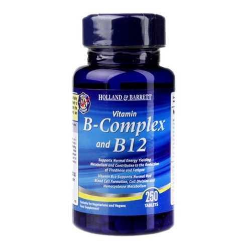 Holland and Barrett Vitamin B Complex with 12 for Health and Beauty 250 Tablets