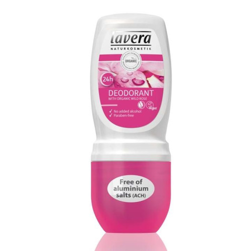 Lavera Deodorant Roll-On for Body Against Perspiration with Wild Rose 1.69 fl oz (50 ml)