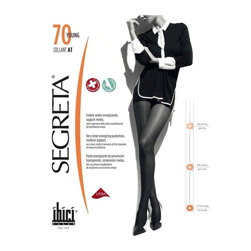 Segreta Collant at 70 Young Energizing Women's Tights with Medium Compression Color Nero Size 2 1 pc