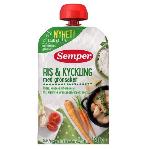 Semper Chicken with Rice and Vegetables Ready to Eat for Children 6+ Months 4.23 oz (120 g) - 9719