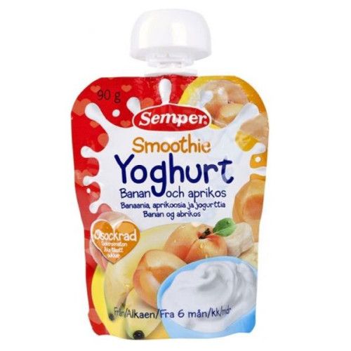 Semper Smoothie Yogurt with Banana and Apricot for Children 6+ Months 3.17 oz (90 g)