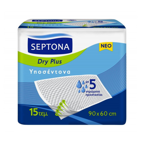 Septona Dry Plus Quick-absorbing Sheets for Adults with Incontinence 35.43"/23.62" (90/60 cm) 15 pcs
