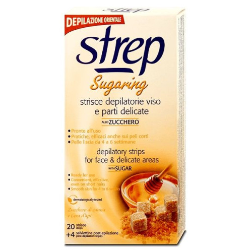 Strep Sugaring Hair Removal Strips for Face and Delicate Areas 20 pcs