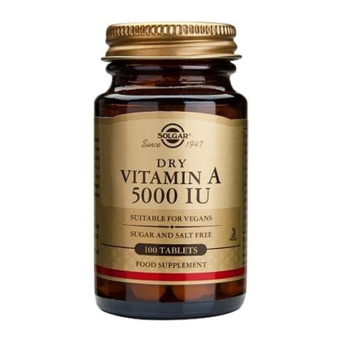 Solgar Vitamin A for Healthy Skin Bones and Good Vision 5000 i.u. 100 Capsules
