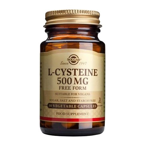 Solgar L-Cysteine for Shiny Hair Skin and Nails 500 mg 30 Capsules