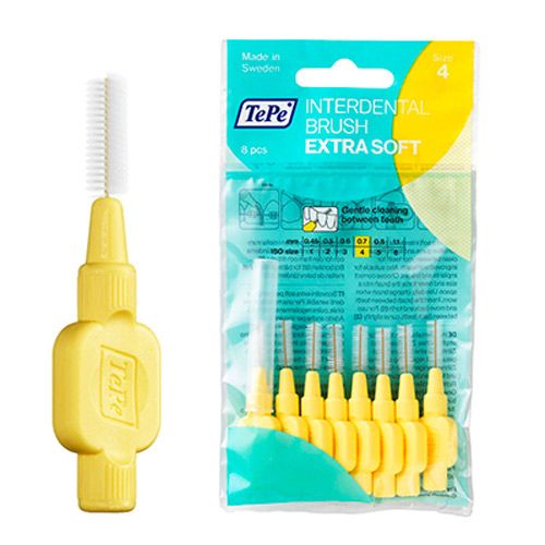Tepe Interdental Brush Extra Soft Interdental Brushes for Sensitive Teeth and Gums Size 0.03" (0.7 mm) 8 pcs