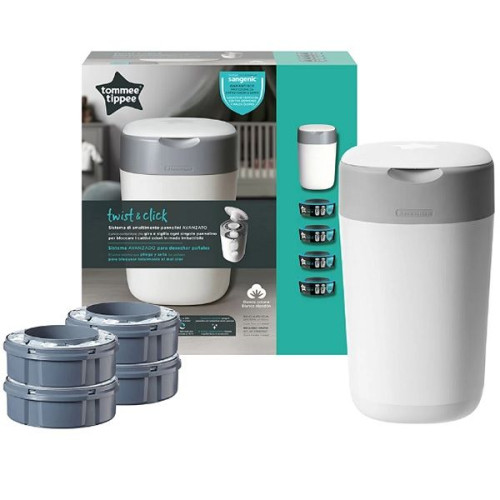 Tommee Tippee Twist and Click Hygiene Bag for Diapers and 4 Replacement Cartridges