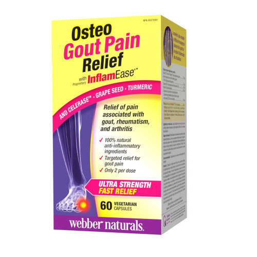 Webber Naturals Osteo for Gout Pain with Vitamin C 570 mg 60 Capsules